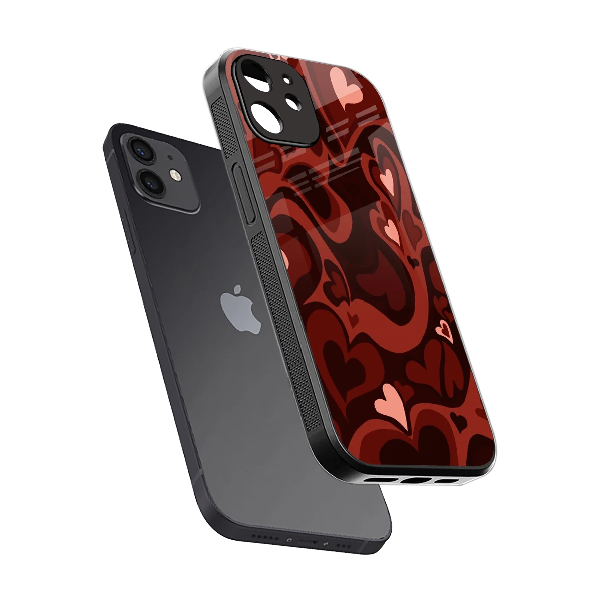 Y2K Red Meltdown Hearts sleek iphone 11 cover with tempered glass back and TPU edges
