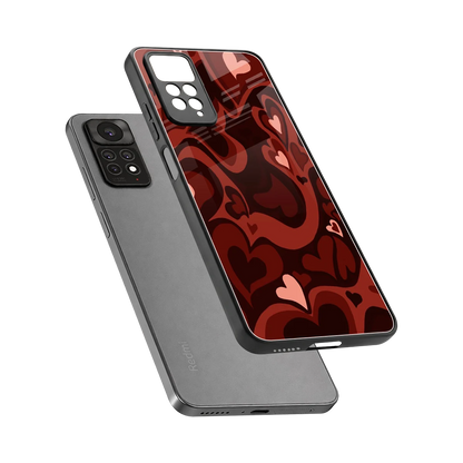 Y2K Red Meltdown Hearts sleek redmi note 11 pro cover with tempered glass back and TPU edges