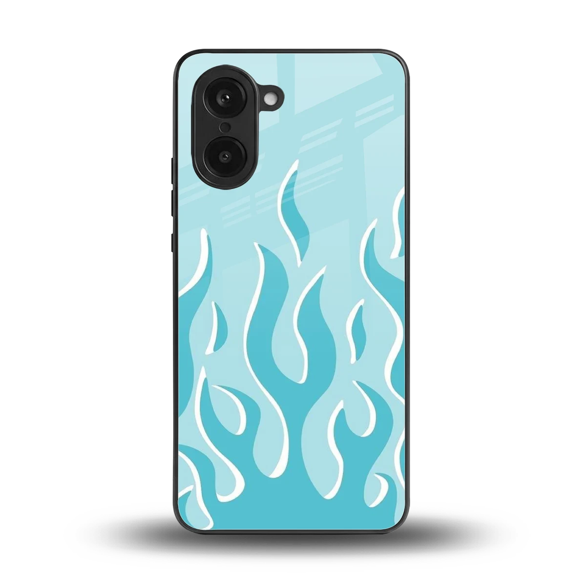 Y2K Retro Blue Flames back phone cover | glass case for oneplus nord ce5 5g