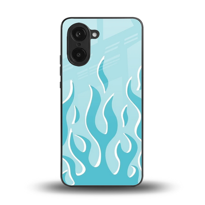 Y2K Retro Blue Flames back phone cover | glass case for oneplus nord ce5 5g