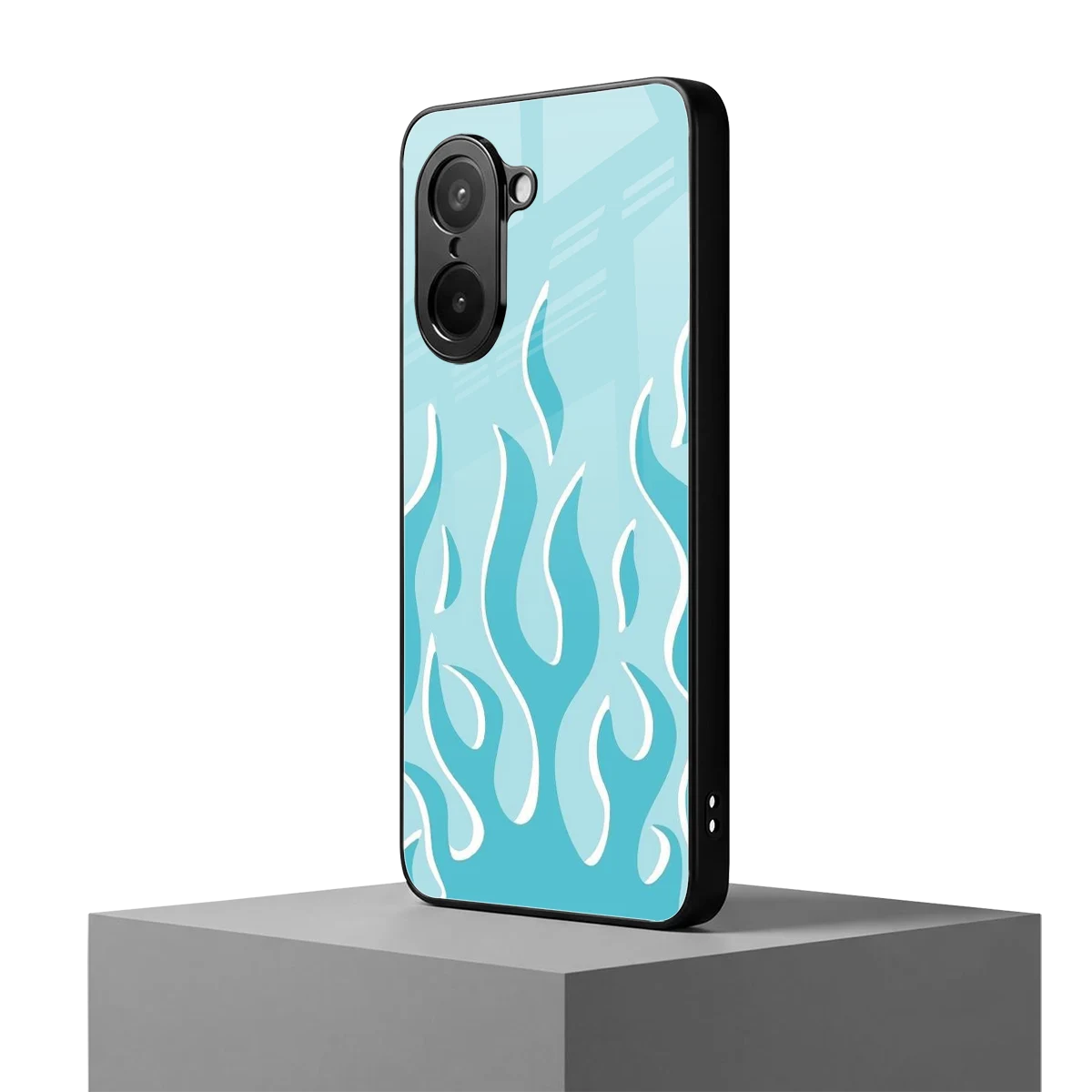 Y2K Retro Blue Flames oneplus nord ce5 5g mobile cover | shockproof glass phone case