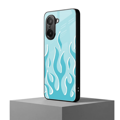 Y2K Retro Blue Flames oneplus nord ce5 5g mobile cover | shockproof glass phone case