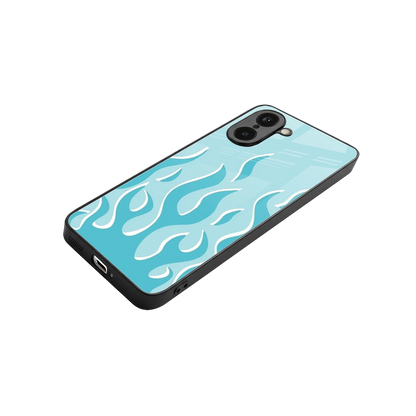 Y2K Retro Blue Flames stylish phone case for oneplus nord ce5 5g | glossy glass and slim fit