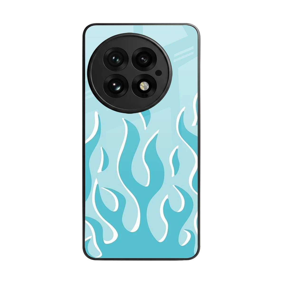 Y2K Retro Blue Flames back phone cover | glass case for oneplus 13