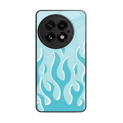 Y2K Retro Blue Flames back phone cover | glass case for oneplus 13