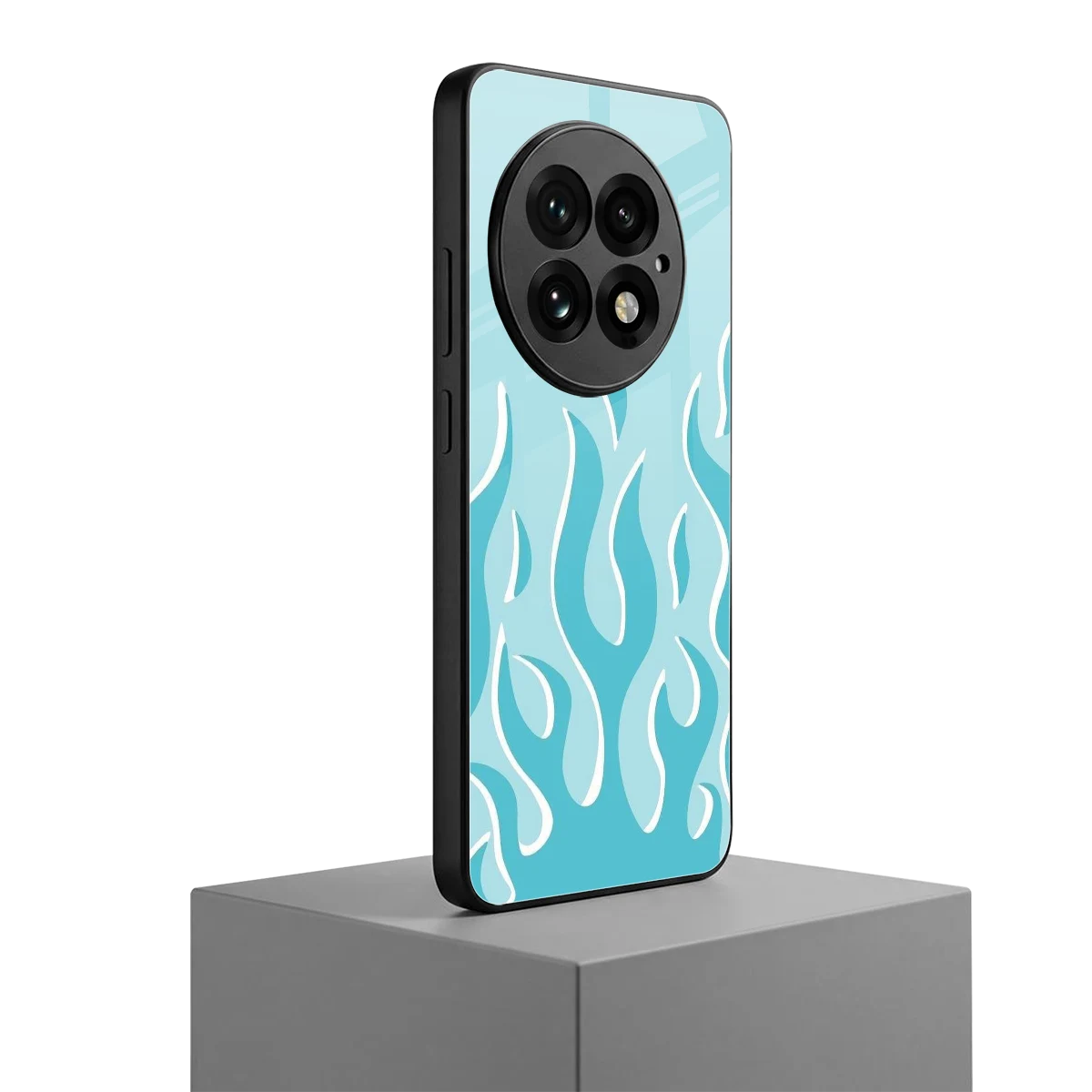 Y2K Retro Blue Flames oneplus 13 mobile cover | shockproof glass phone case