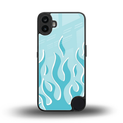 Y2K Retro Blue Flames back phone cover | glass case for cmf nothing phone 1
