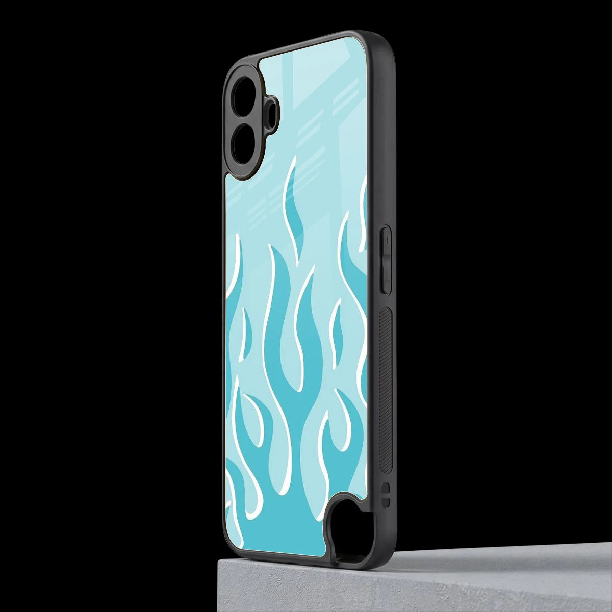 Y2K Retro Blue Flames cmf nothing phone 1 mobile cover | shockproof glass phone case