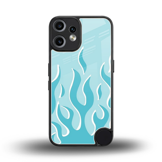 Y2K Retro Blue Flames back phone cover | glass case for cmf nothing phone 2 pro
