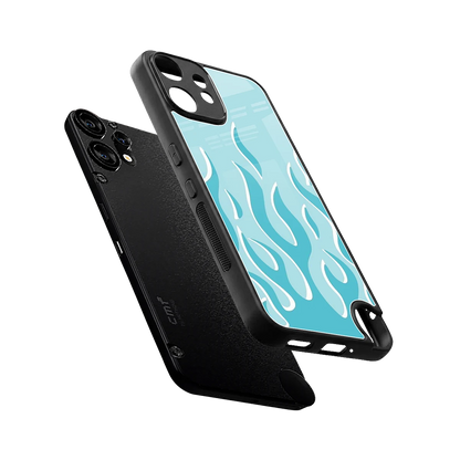 Y2K Retro Blue Flames sleek cmf nothing phone 2 pro cover with tempered glass back and TPU edges
