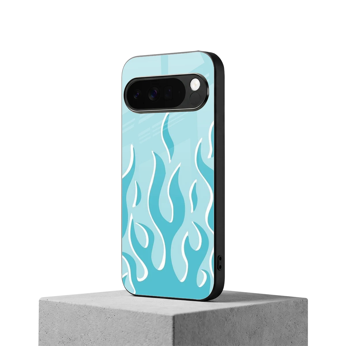 Y2K Retro Blue Flames google pixel 10 pro xl mobile cover | shockproof glass phone case