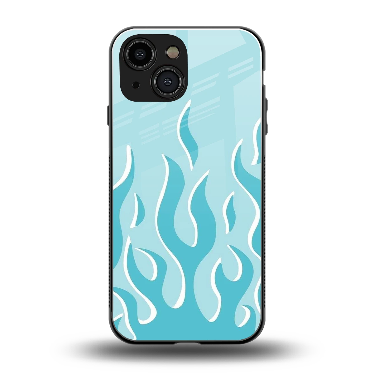 Y2K Retro Blue Flames back phone cover | glass case for iphone 13 mini