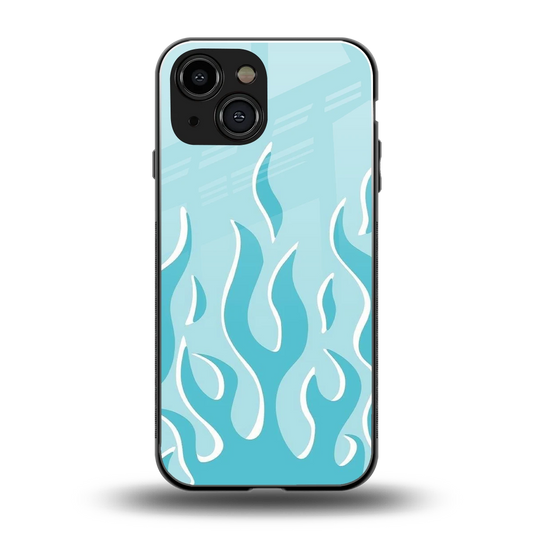Y2K Retro Blue Flames back phone cover | glass case for iphone 13 mini