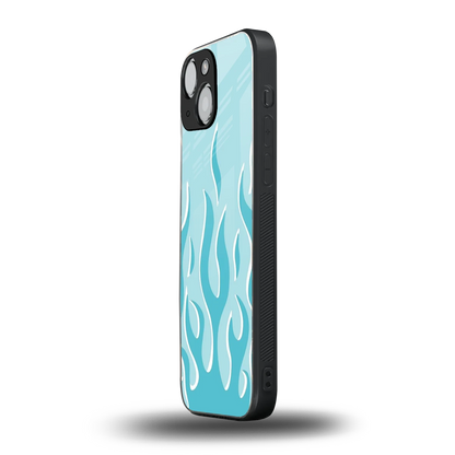 Y2K Retro Blue Flames iphone 13 mini mobile cover | shockproof glass phone case