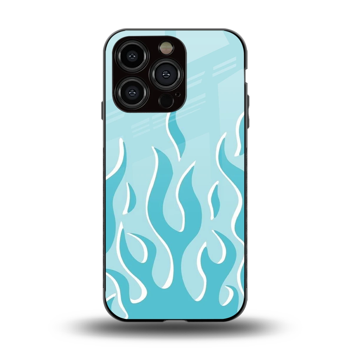 Y2K Retro Blue Flames back phone cover | glass case for iphone 13 pro