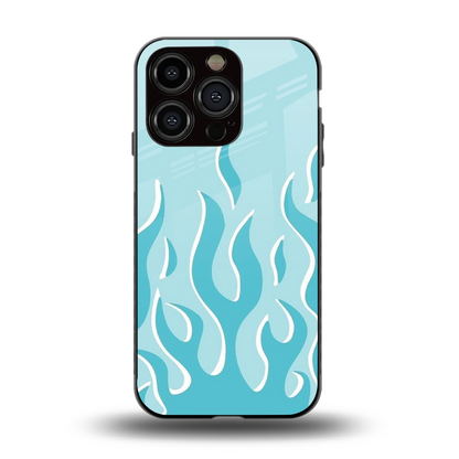 Y2K Retro Blue Flames back phone cover | glass case for iphone 13 pro