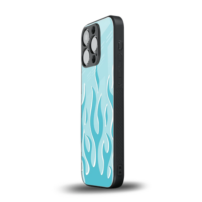 Y2K Retro Blue Flames iphone 13 pro mobile cover | shockproof glass phone case