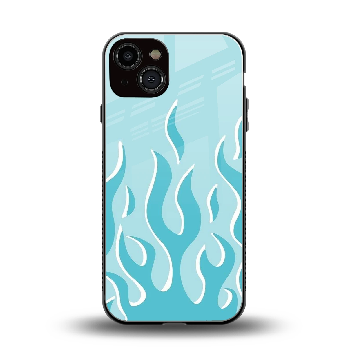 Y2K Retro Blue Flames back phone cover | glass case for iphone 13