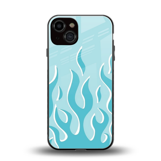 Y2K Retro Blue Flames back phone cover | glass case for iphone 13
