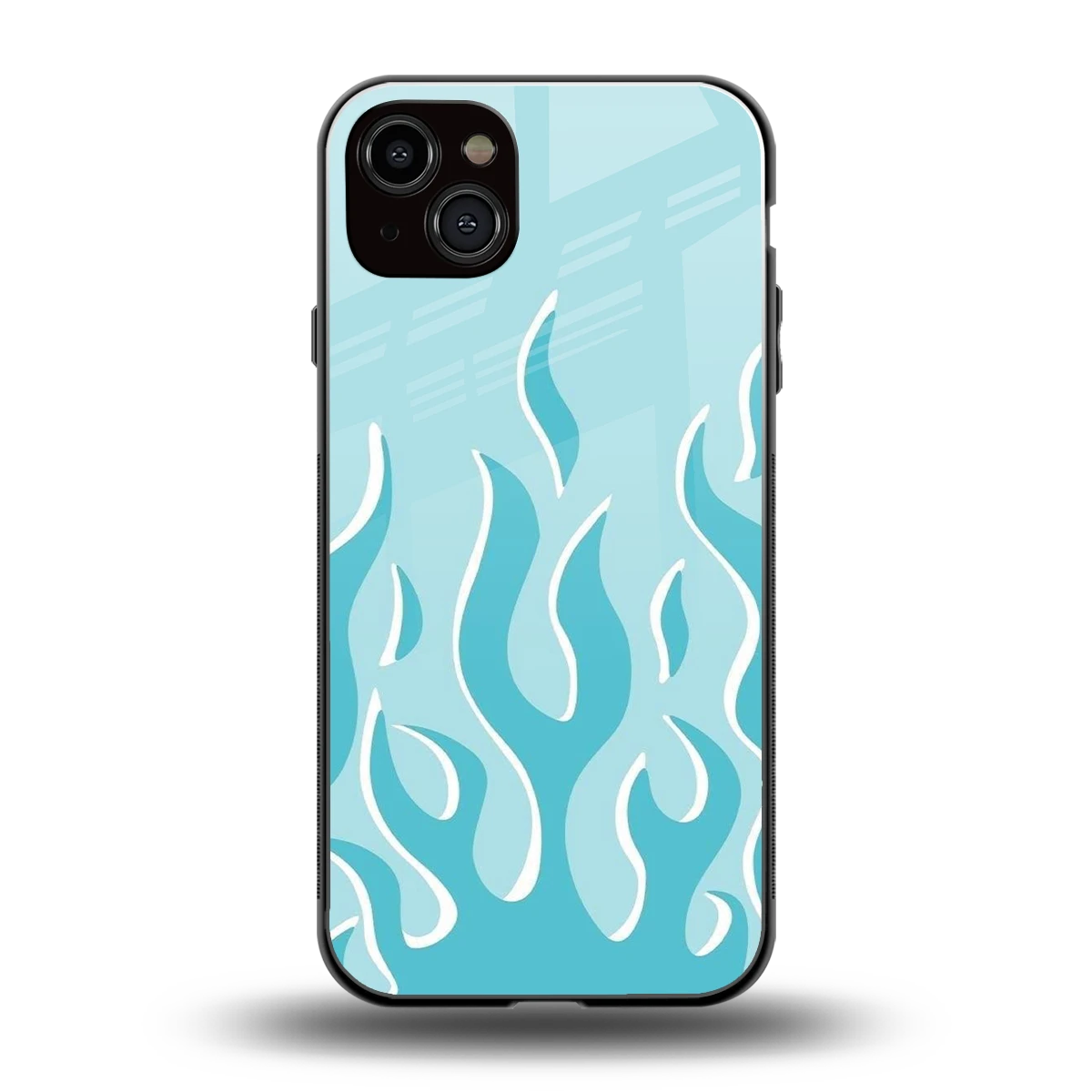 Y2K Retro Blue Flames back phone cover | glass case for iphone 14 plus