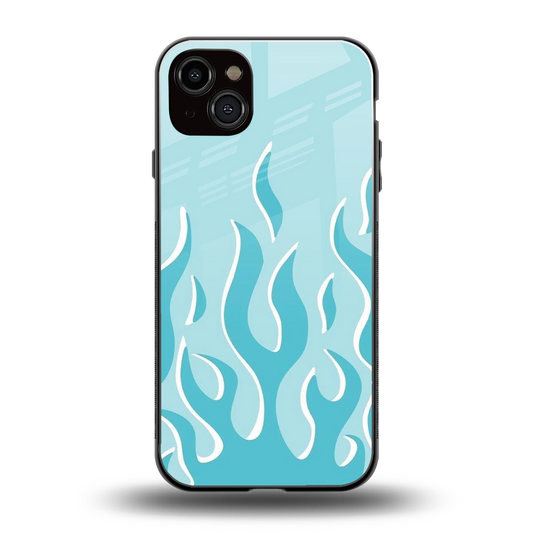 Y2K Retro Blue Flames back phone cover | glass case for iphone 14 plus