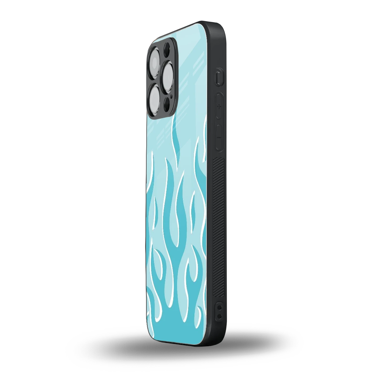Y2K Retro Blue Flames iphone 15 pro max mobile cover | shockproof glass phone case