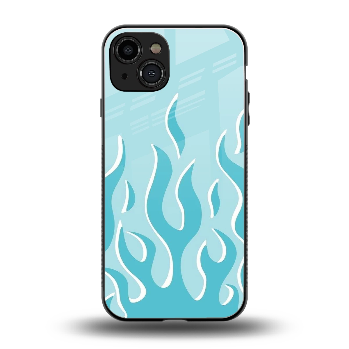 Y2K Retro Blue Flames back phone cover | glass case for iphone 15