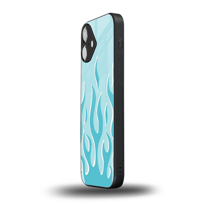 Y2K Retro Blue Flames iphone 16 plus mobile cover | shockproof glass phone case
