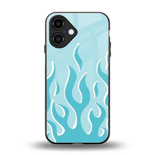 Y2K Retro Blue Flames Phone Case for Iphone 16 | Glass Case