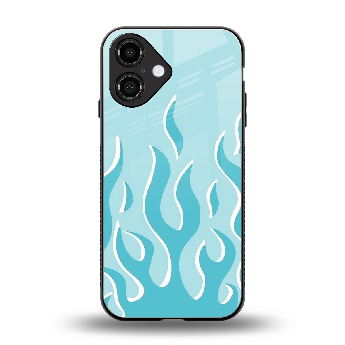 Y2K Retro Blue Flames back phone cover | glass case for iphone 16