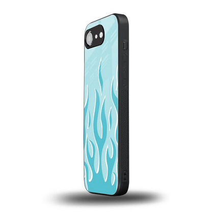 Y2K Retro Blue Flames iphone 16e mobile cover | shockproof glass phone case