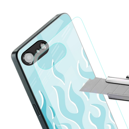 Y2K Retro Blue Flames stylish phone case for iphone 16e | glossy glass and slim fit