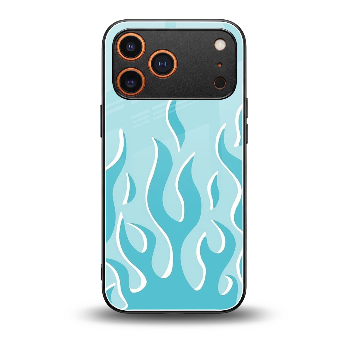 Y2K Retro Blue Flames back phone cover | glass case for iphone 17 pro max