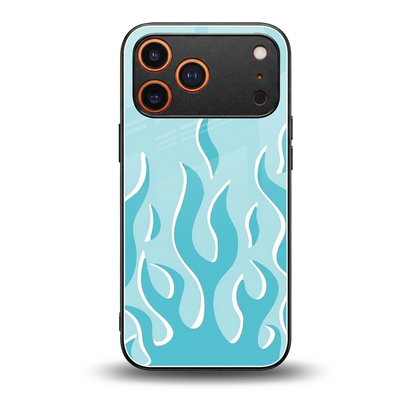 Y2K Retro Blue Flames back phone cover | glass case for iphone 17 pro max