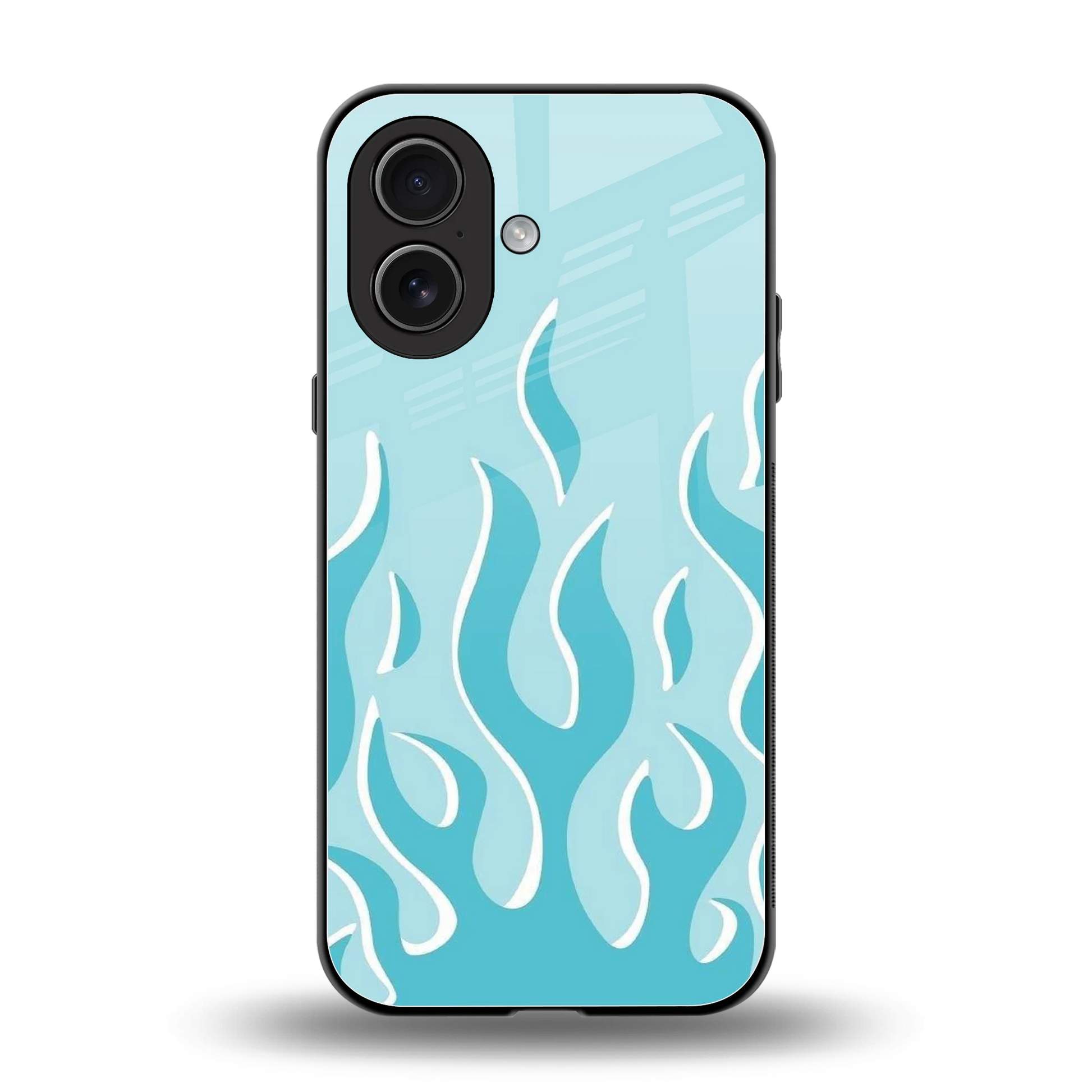 Y2K Retro Blue Flames back phone cover | glass case for iphone 17