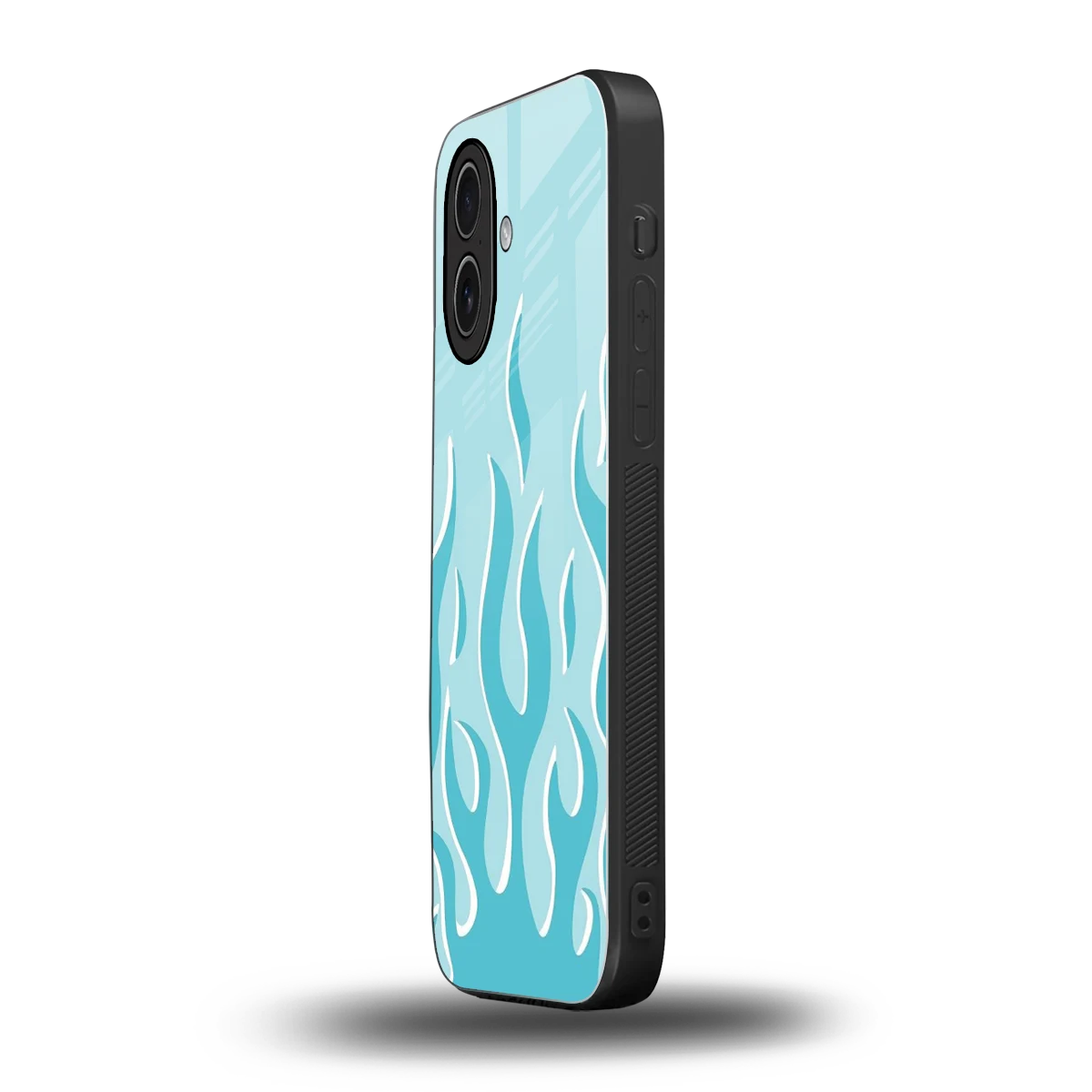 Y2K Retro Blue Flames iphone 17 mobile cover | shockproof glass phone case