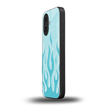 Y2K Retro Blue Flames iphone 17 mobile cover | shockproof glass phone case