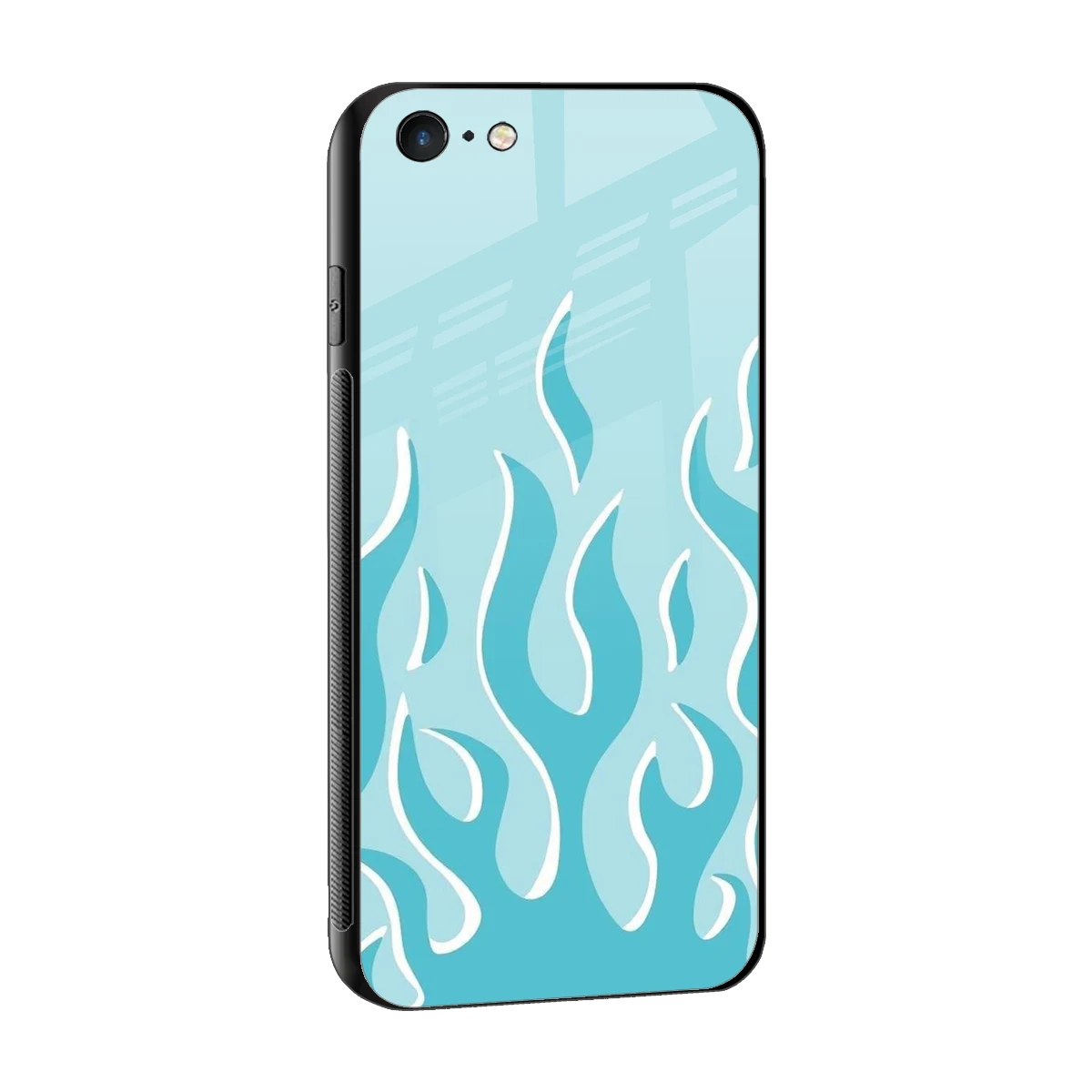 Y2K Retro Blue Flames sleek iphone 6 cover with tempered glass back and TPU edges