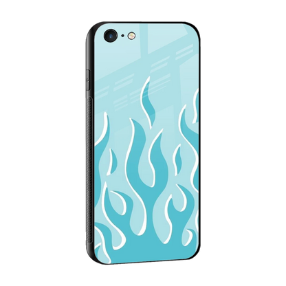 Y2K Retro Blue Flames sleek iphone 6 cover with tempered glass back and TPU edges