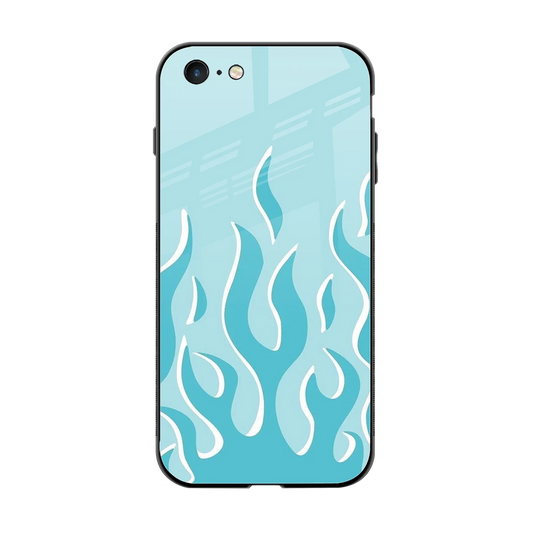 Y2K Retro Blue Flames back phone cover | glass case for iphone 6