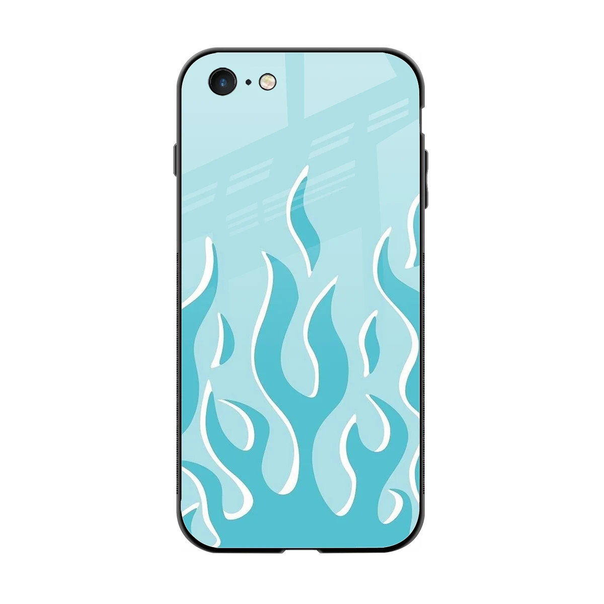 Y2K Retro Blue Flames back phone cover | glass case for iphone 6s