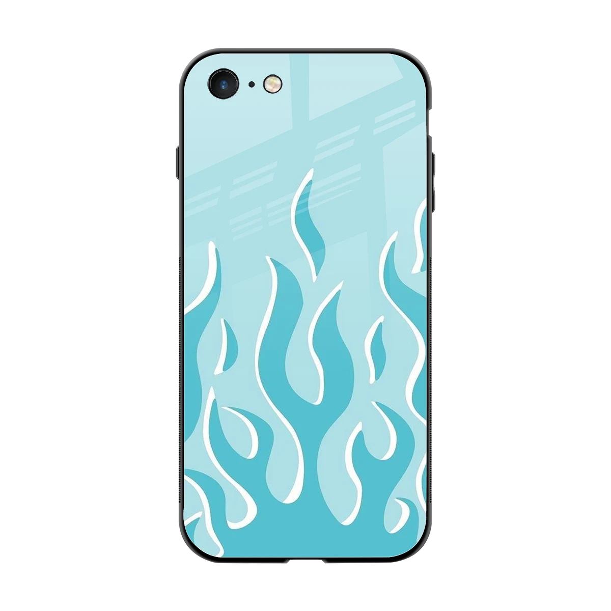 Y2K Retro Blue Flames back phone cover | glass case for iphone 7