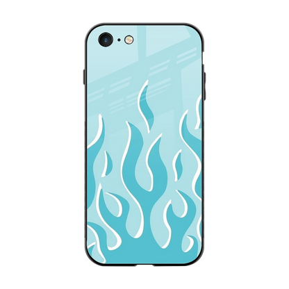 Y2K Retro Blue Flames back phone cover | glass case for iphone 7