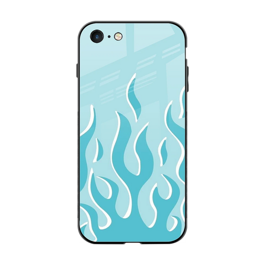 Y2K Retro Blue Flames back phone cover | glass case for iphone 7