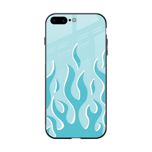 Y2K Retro Blue Flames back phone cover | glass case for iphone 7 plus