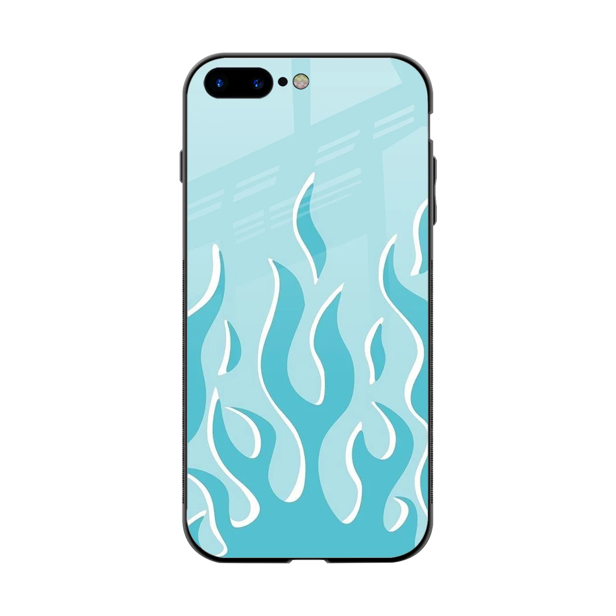 Y2K Retro Blue Flames back phone cover | glass case for iphone 8 plus