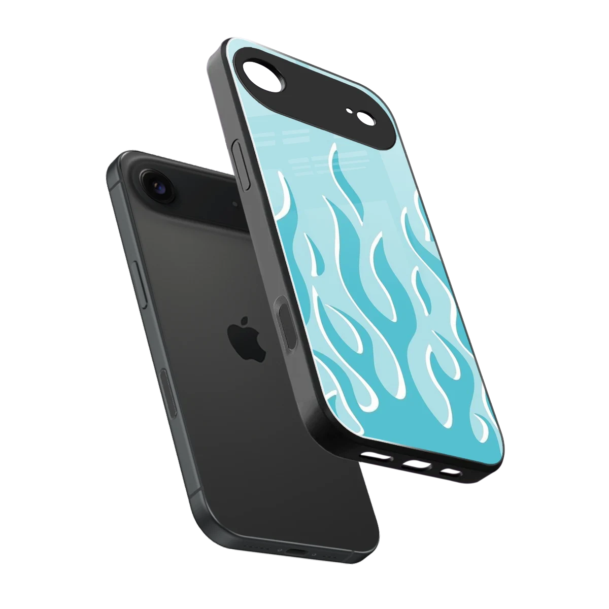 Y2K Retro Blue Flames sleek iphone air cover with tempered glass back and TPU edges