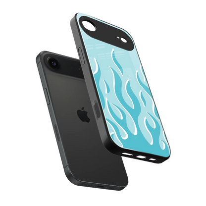 Y2K Retro Blue Flames sleek iphone air cover with tempered glass back and TPU edges