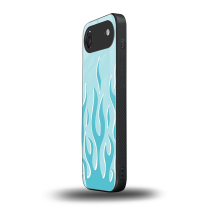 Y2K Retro Blue Flames iphone air mobile cover | shockproof glass phone case