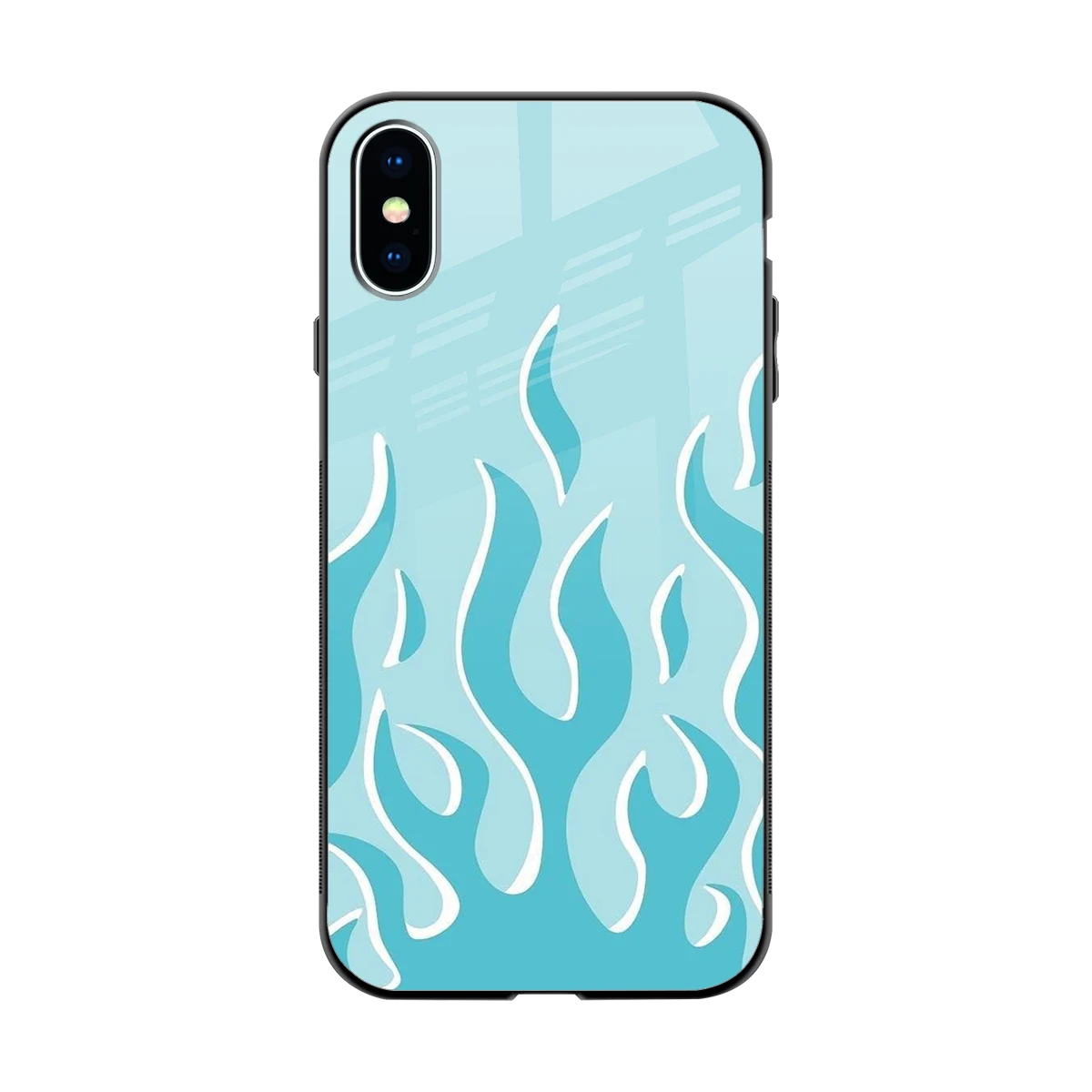 Y2K Retro Blue Flames back phone cover | glass case for iphone x